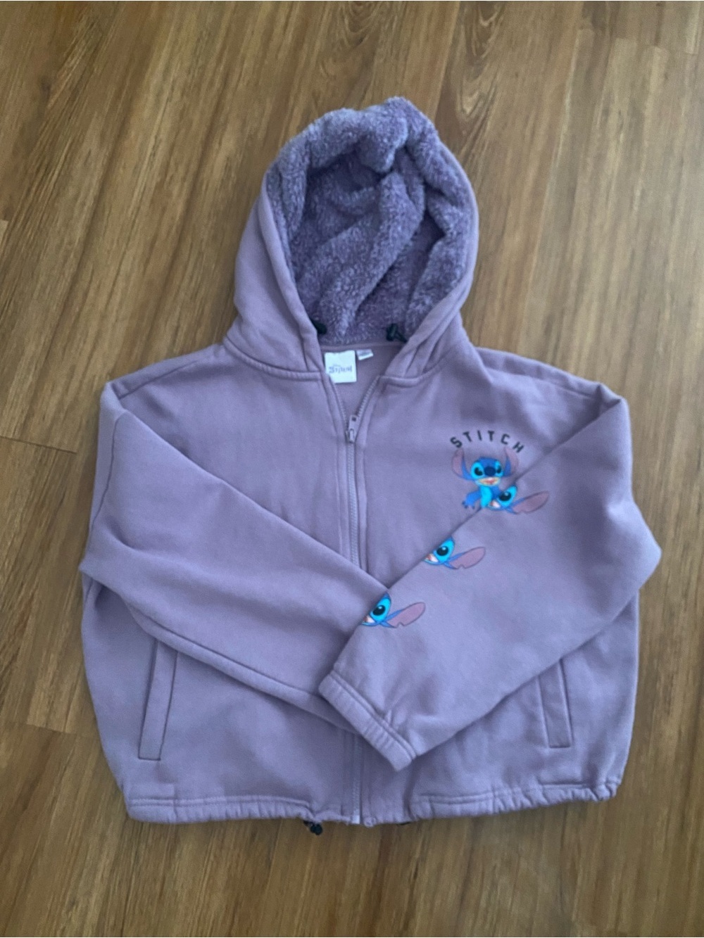 Disney Mauve Stitch Sherpa-Lined Zip Hoodie